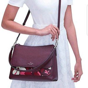 Kate Spade Melody Forest Floral Medium Flap Shoulder Bag Crossbody Pink Multi